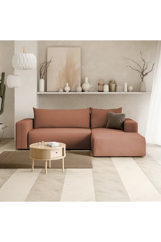 Canapé convertible angle droit Nala - Rouge brique - 4 places - En tissu