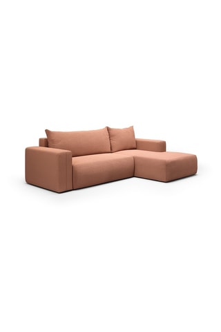 Canapé convertible angle droit Nala - Rouge brique - 4 places - En tissu