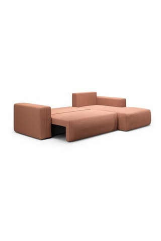 Canapé convertible angle droit Nala - Rouge brique - 4 places - En tissu