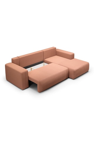 Canapé convertible angle droit Nala - Rouge brique - 4 places - En tissu