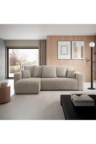 Canapé d'angle gauche convertible Gloria - Beige - 4 places - En tissu