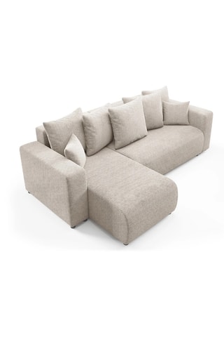 Canapé d'angle gauche convertible Gloria - Beige - 4 places - En tissu