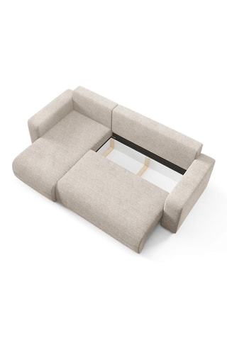 Canapé d'angle gauche convertible Gloria - Beige - 4 places - En tissu