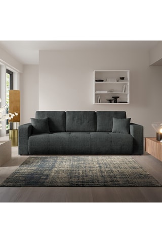 Canapé convertible Aurore - Gris foncé - 3 places - En tissu texturé