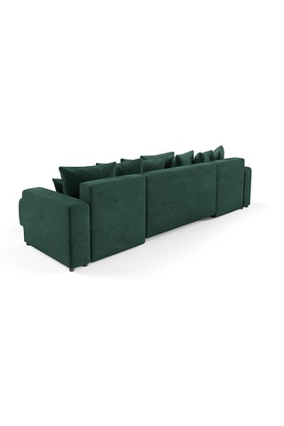 Canapé panoramique convertible Gloria - Vert foncé - 6 places - En tissu
