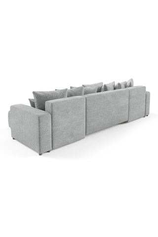 Canapé panoramique convertible Gloria - Gris clair - 6 places - En tissu