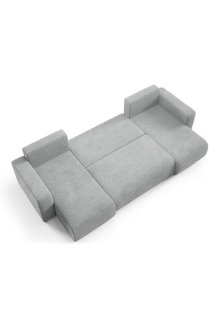 Canapé panoramique convertible Gloria - Gris clair - 6 places - En tissu