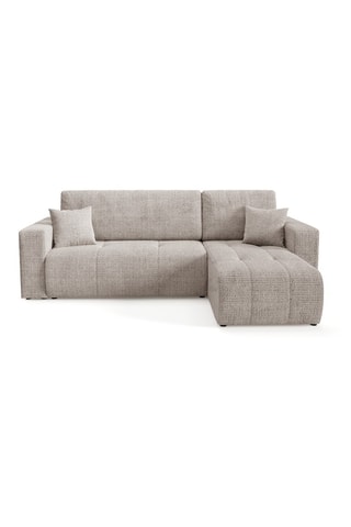 Canapé convertible angle gauche Aurore - Taupe - 3 places - En tissu texturé