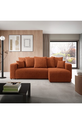 Canapé d'angle droit convertible Gloria - Rouge brique - 4 places - En tissu
