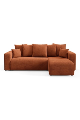 Canapé d'angle droit convertible Gloria - Rouge brique - 4 places - En tissu