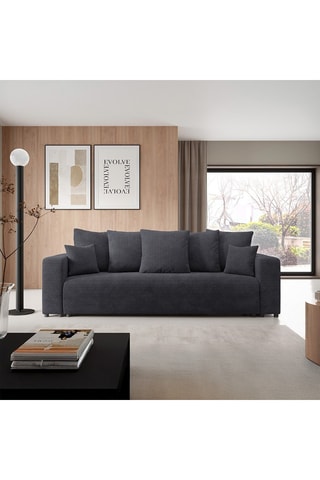 Canapé convertible Gloria - Noir - 3 places - En tissu