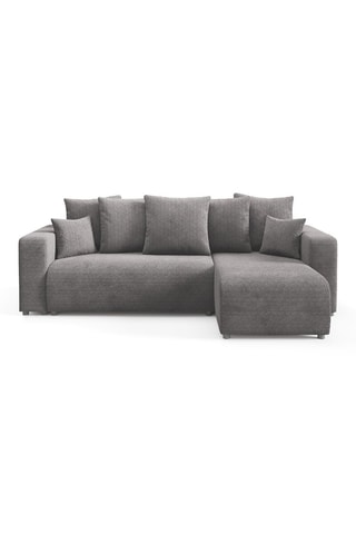 Canapé d'angle droit convertible Gloria - Gris - 4 places - En tissu