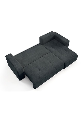 Canapé convertible angle droit Aurore - Gris foncé - 3 places - En tissu texturé