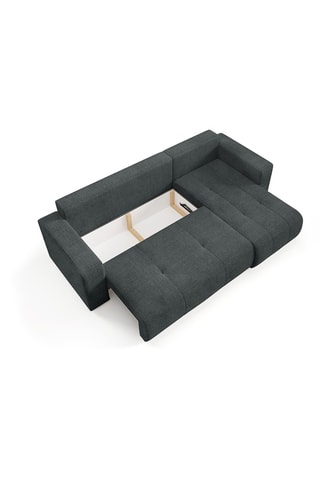 Canapé convertible angle droit Aurore - Gris foncé - 3 places - En tissu texturé