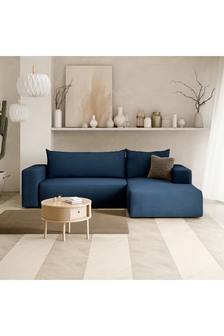 Canapé convertible angle droit Nala - Bleu - 4 places - En tissu