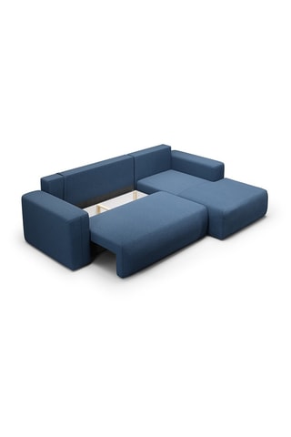 Canapé convertible angle droit Nala - Bleu - 4 places - En tissu