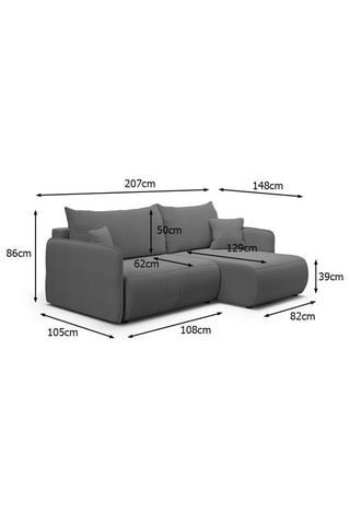 Canapé convertible Milo - Gris - 4 places - En tissu