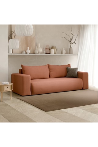 Canapé convertible Nala - Rouge brique - 3 places - En tissu