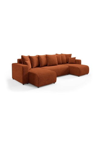 Canapé panoramique convertible Gloria - Rouge brique - 6 places - En tissu