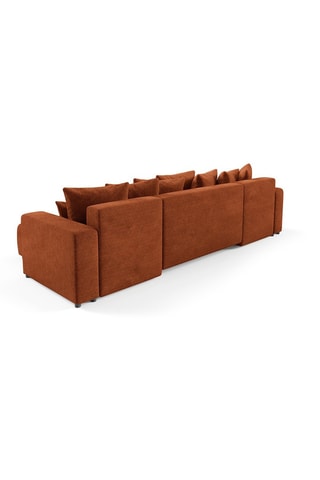 Canapé panoramique convertible Gloria - Rouge brique - 6 places - En tissu