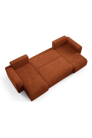 Canapé panoramique convertible Gloria - Rouge brique - 6 places - En tissu