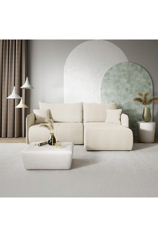 Canapé convertible Milo - Beige - 4 places - En tissu