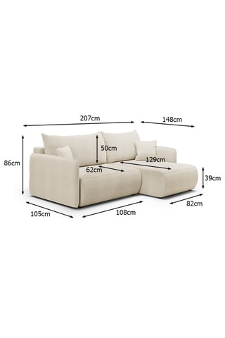 Canapé convertible Milo - Beige - 4 places - En tissu