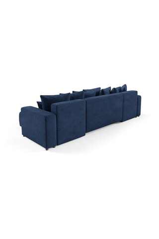 Canapé panoramique convertible Gloria - Bleu marine - 6 places - En tissu
