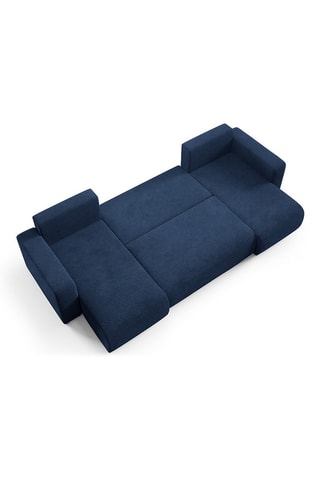 Canapé panoramique convertible Gloria - Bleu marine - 6 places - En tissu