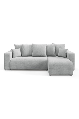 Canapé d'angle droit convertible Gloria - Gris clair - 4 places - En tissu