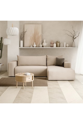Canapé convertible angle droit Nala - Beige - 4 places - En tissu