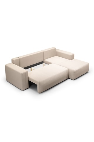 Canapé convertible angle droit Nala - Beige - 4 places - En tissu