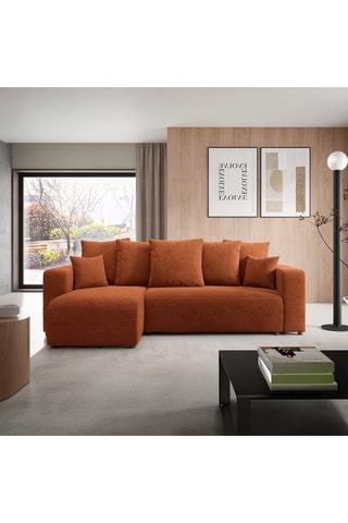 Canapé  convertible angle gauche Gloria - Rouge brique - 4 places - En tissu