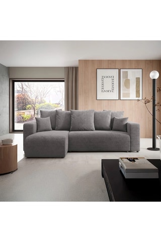 Canapé d'angle gauche convertible Gloria - Gris foncé - 4 places - En tissu