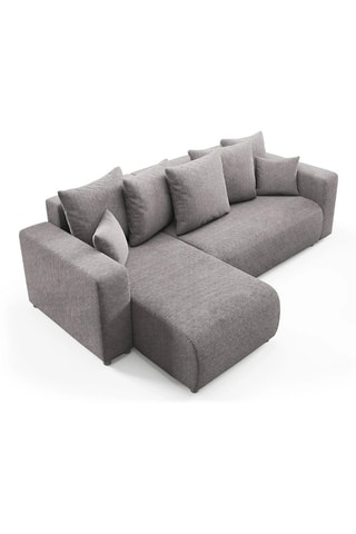 Canapé d'angle gauche convertible Gloria - Gris foncé - 4 places - En tissu