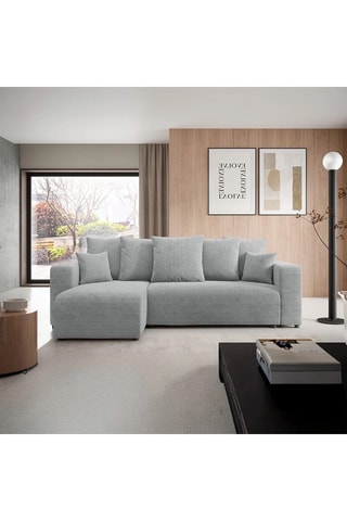 Canapé d'angle gauche convertible Gloria - Gris clair - 4 places - En tissu