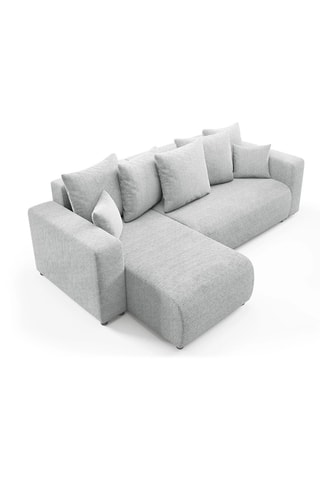Canapé d'angle gauche convertible Gloria - Gris clair - 4 places - En tissu