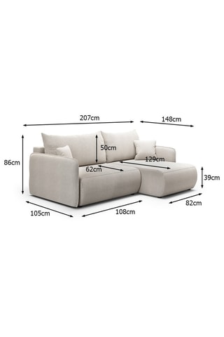 Canapé convertible Milo - Taupe - 4 places - En tissu