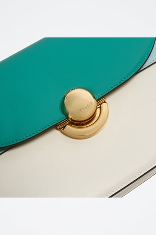 Sac bandoulière en cuir Sfera - Taille S - Vert et blanc - Furla