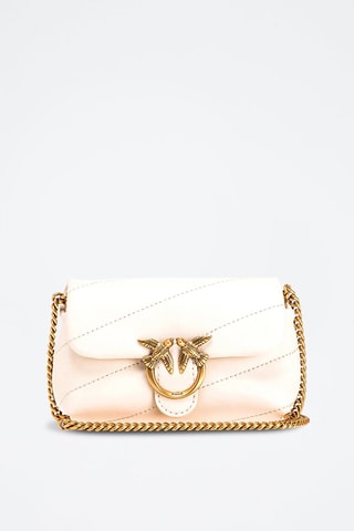 Sac bandoulière en cuir de mouton Love Puff Micro - Blanc - Pinko