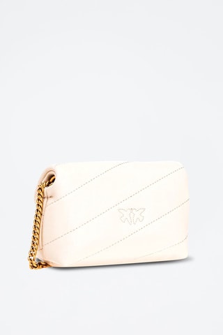 Sac bandoulière en cuir de mouton Love Puff Micro - Blanc - Pinko