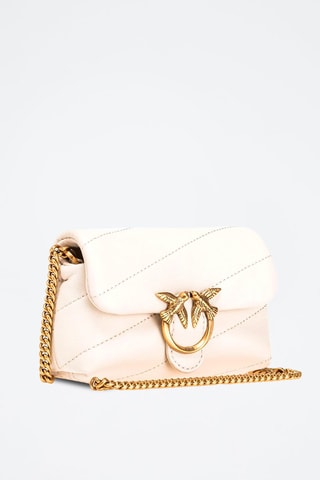 Sac bandoulière en cuir de mouton Love Puff Micro - Blanc - Pinko