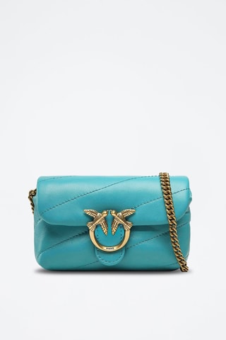 Sac bandoulière en cuir de mouton - Turquoise - Pinko
