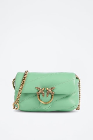 Sac bandoulière en cuir de mouton et cuir d'agneau - Vert menthe - Pinko