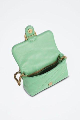 Sac bandoulière en cuir de mouton et cuir d'agneau - Vert menthe - Pinko