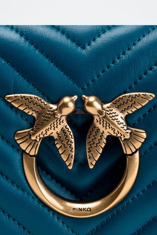 Sac bandoulière en cuir - Bleu - Pinko