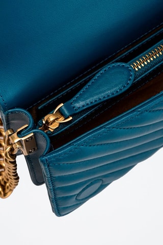 Sac bandoulière en cuir - Bleu - Pinko