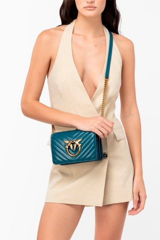 Sac bandoulière en cuir - Bleu - Pinko