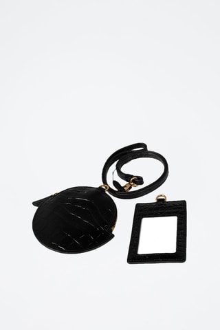 Porte-monnaie et porte-étiquette en cuir - Noir - Pinko