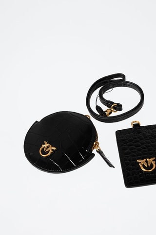 Porte-monnaie et porte-étiquette en cuir - Noir - Pinko